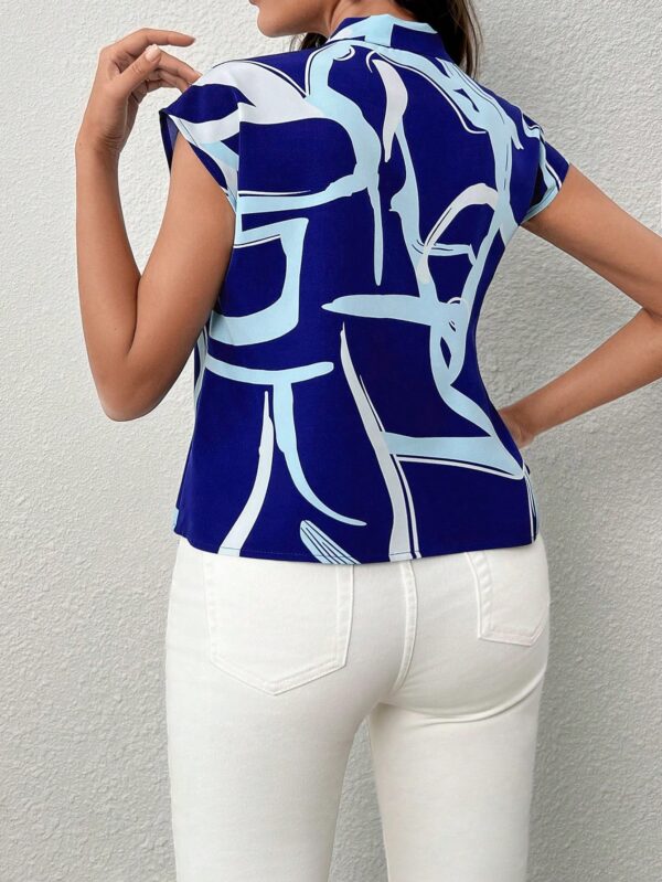 Blusa elegante con lazo al cuello y mangas murciélago - Image 22