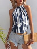 Blusa Estampada de Verano sin Mangas con Cuello Halter