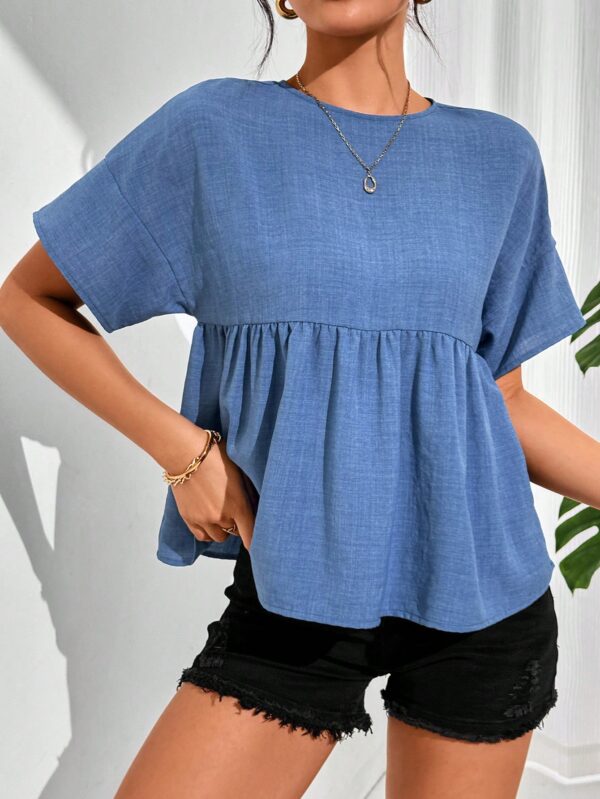 Blusa de verano con mangas murciélago y ruedo volado - Image 24