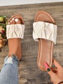 Pantuflas planas con frunces para mujer de talla grande