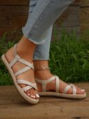 Sandalias de Verano con Detalles Trenzados y Correa Cruzada