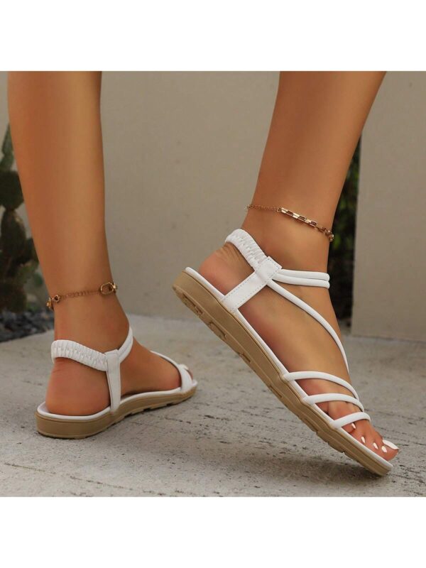 Sandalias blancas de tiras elegantes y cómodas para mujer, talle grande, ideales para el verano - Image 41