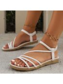 Sandalias blancas de tiras elegantes y cómodas para mujer, talle grande, ideales para el verano