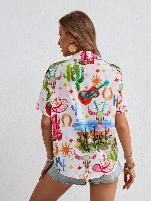 Camisa suelta estampada con manga corta para verano - Image 13