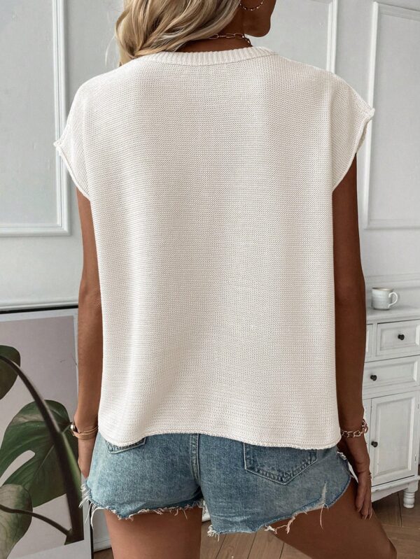 Sweater sin mangas cuello redondo estilo casual - Image 2