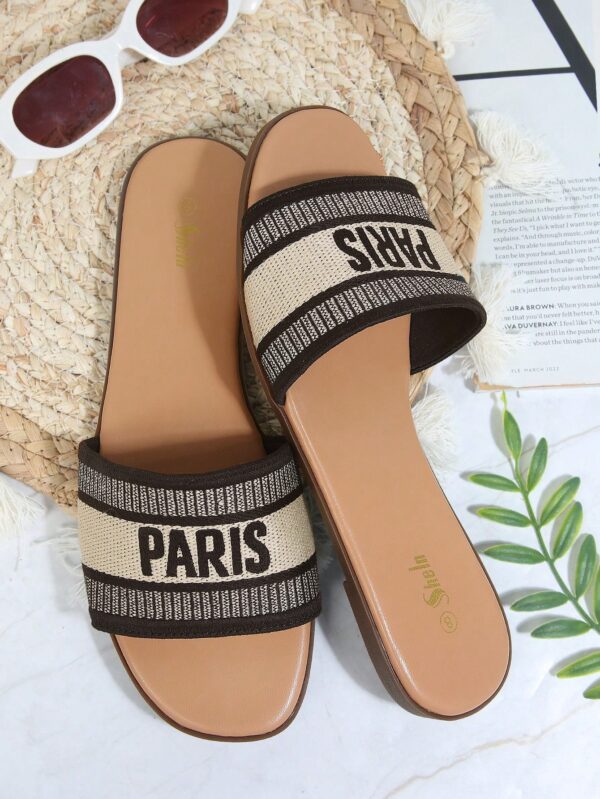 Sandalias de lujo bordadas con logo PARIS, punta abierta en tejido Flynit - Image 23