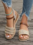 Sandalias de cuña para mujer con plataforma impermeable y correa en el tobillo