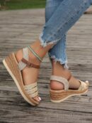 Sandalias de cuña para mujer con plataforma impermeable y correa en el tobillo