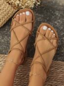 Sandalias blancas de tiras elegantes y cómodas para mujer, talle grande, ideales para el verano