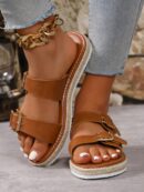 Sandalias con Suela Tejida y Taco Plano para Mujer