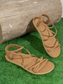 Sandalias blancas de tiras elegantes y cómodas para mujer, talle grande, ideales para el verano