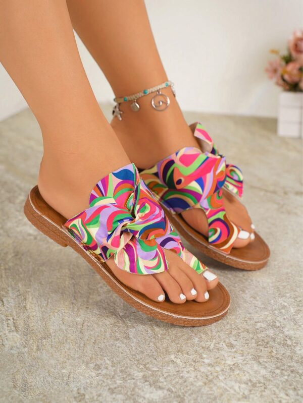 Sandalias planas multicolor para mujer con lazo arco iris - Image 17