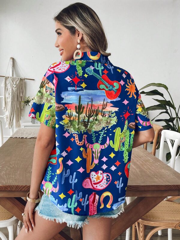 Camisa suelta estampada con manga corta para verano - Image 26