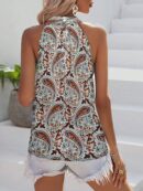 Blusa Estampada de Verano sin Mangas con Cuello Halter