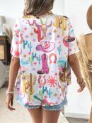 Camisa suelta estampada con manga corta para verano