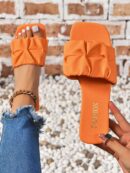 Pantuflas planas con frunces para mujer de talla grande