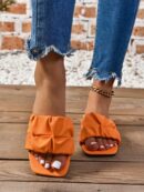 Pantuflas planas con frunces para mujer de talla grande