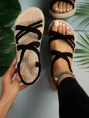 Sandalias de Verano con Detalles Trenzados y Correa Cruzada