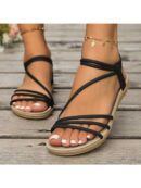 Sandalias blancas de tiras elegantes y cómodas para mujer, talle grande, ideales para el verano