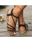 Sandalias blancas de tiras elegantes y cómodas para mujer, talle grande, ideales para el verano