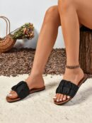 Pantuflas planas con frunces para mujer de talla grande