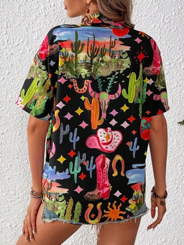 Camisa suelta estampada con manga corta para verano - Image 8