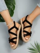 Sandalias de Verano con Detalles Trenzados y Correa Cruzada