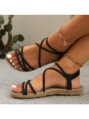 Sandalias blancas de tiras elegantes y cómodas para mujer, talle grande, ideales para el verano