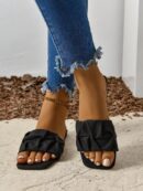 Pantuflas planas con frunces para mujer de talla grande