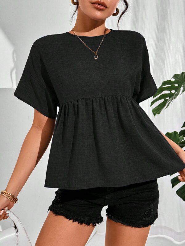 Blusa de verano con mangas murciélago y ruedo volado - Image 12