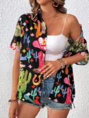 Camisa suelta estampada con manga corta para verano