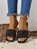 Pantuflas planas con frunces para mujer de talla grande