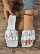 Pantuflas planas con frunces para mujer de talla grande