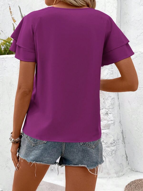 Blusa casual de manga acampanada para verano - Image 71