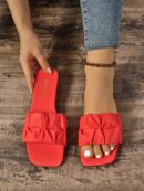 Pantuflas planas con frunces para mujer de talla grande