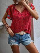 Blusa Boho con Estampado Floral y Mangas Mariposa