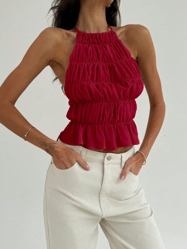 Top Halter con Detalles Fruncidos y Tirantes Ajustables - Image 7