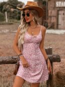 Vestido estampado floral con espalda descubierta y detalle de nudo