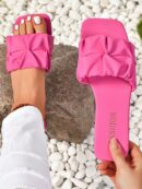 Pantuflas planas con frunces para mujer de talla grande