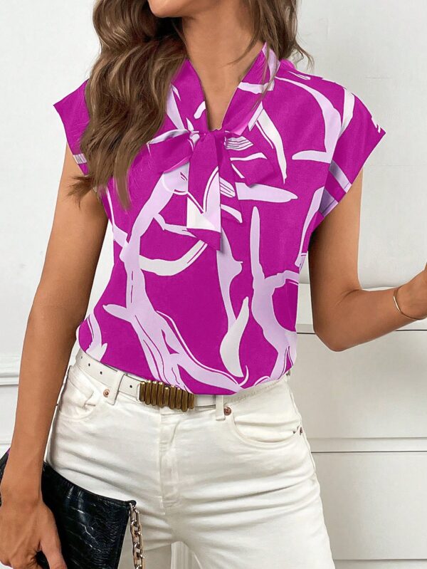 Blusa elegante con lazo al cuello y mangas murciélago - Image 13