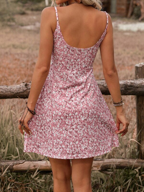 Vestido estampado floral con espalda descubierta y detalle de nudo - Image 2