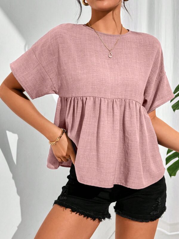 Blusa de verano con mangas murciélago y ruedo volado - Image 21