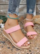 Sandalias de cuña para mujer con plataforma impermeable y correa en el tobillo