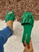 Pantuflas planas con frunces para mujer de talla grande