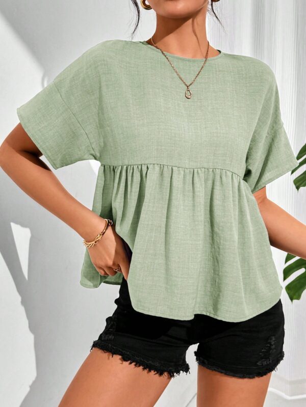 Blusa de verano con mangas murciélago y ruedo volado - Image 36