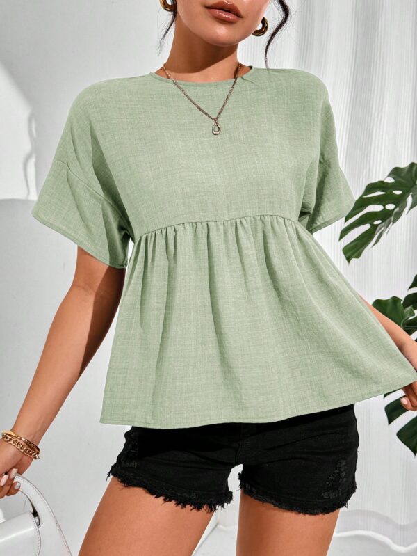 Blusa de verano con mangas murciélago y ruedo volado - Image 37