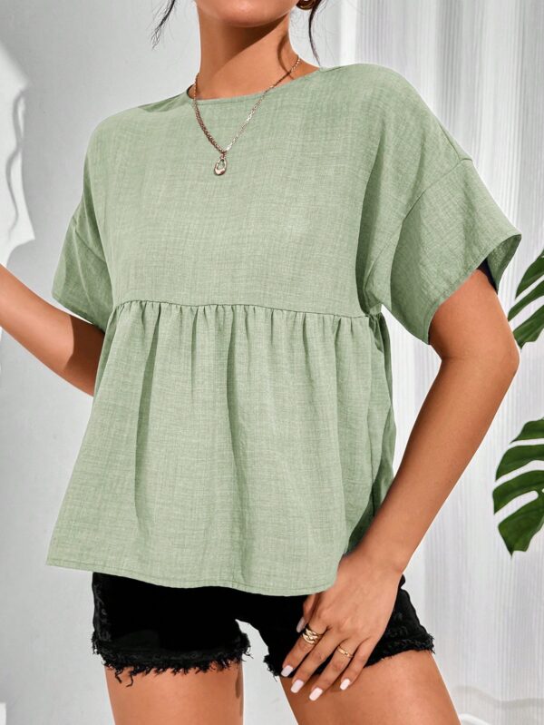 Blusa de verano con mangas murciélago y ruedo volado - Image 38