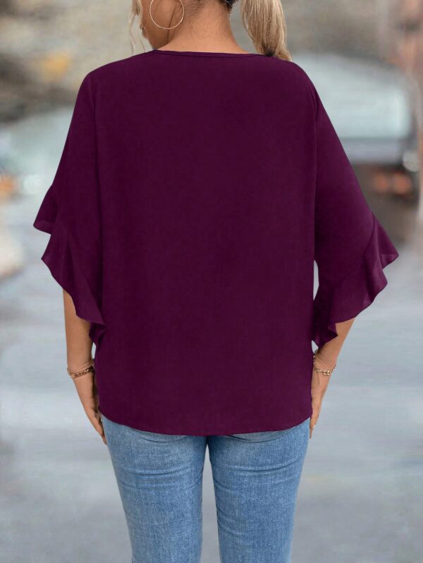 Blusa Plus Size con Cuello Calado y Mangas Voladas - Image 14